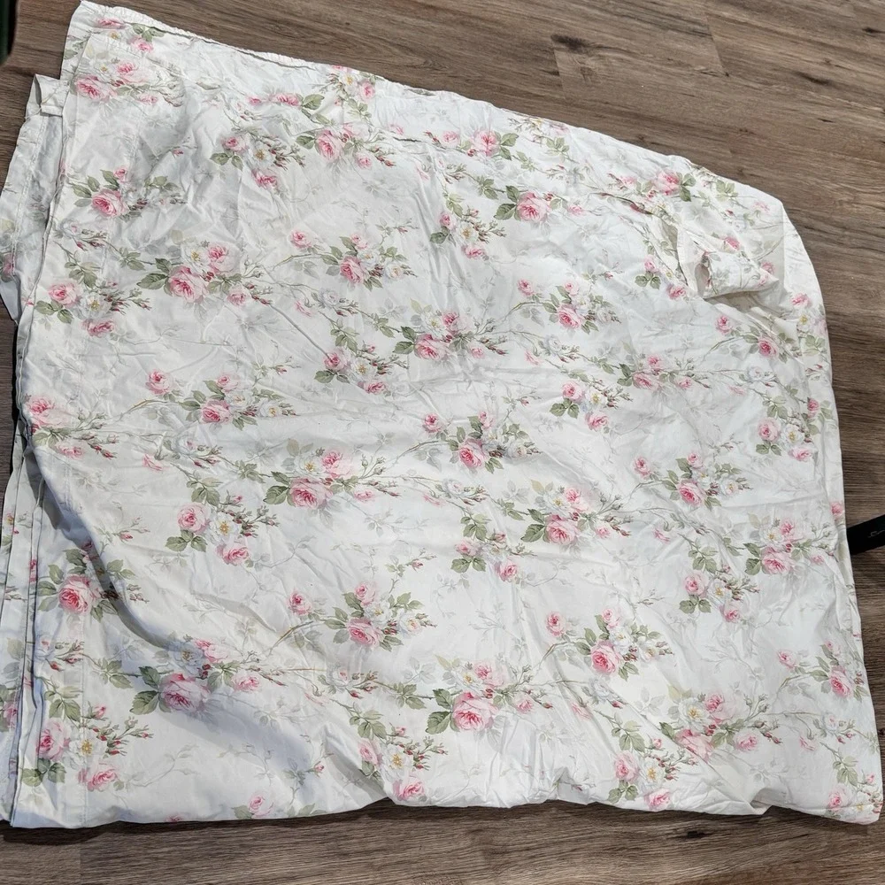 RARE RALPH LAUREN Meadow Way Floral ROSE Queen Flat SHEET Shabby Cottage EUC